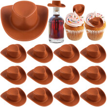 20 pc Plastic Mini Western Cowboy palarie de palarii n miniatura palarii palarii de petrecere maro palarie pentru preten?ie pentru a juca o casa
