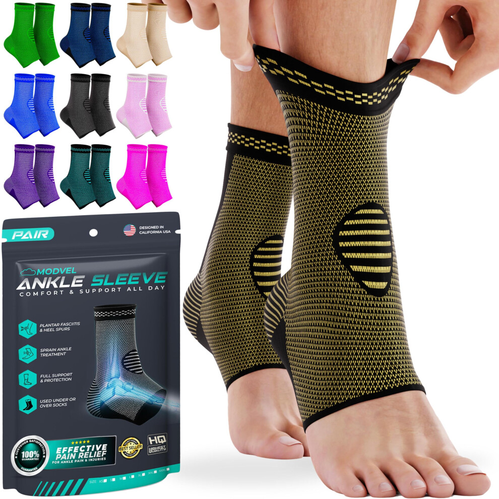 Chaussettes de compression pour pied et cheville Modvel pour entorse de la cheville - Support de cheville pour femmes et hommes - Attelle de cheville