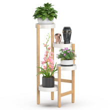 Wisuce Bamboo Plant Stands Indoor 4 Tier Tier Corner Plante Stand, porte-crans pour la maison pour le jardin extrieur (4 niveaux -2)