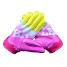 Battle Sports Gradient Doom Wide Receiver Football Gloves - Adult and Youth Football Gloves - Ultra Grip Gloves - Adult X-Large Yellow, White & Pink