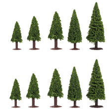 alblinsy 10 St?ck gr?ne Landschaftsmodelle, Zedernb?ume, Zuglandschaft, Landschaft, Kiefern, Miniatur-Diorama-B?ume, gemischtes Modell f?r Stra?enarch