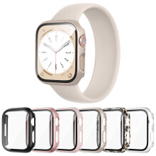 Cuteey 6er-Pack Hlle fr Apple Watch Serie 9, Serie 8, 7, 41 mm, Abdeckung mit integriertem Displayschutz aus gehrtetem Glas, insgesamt vollstndig