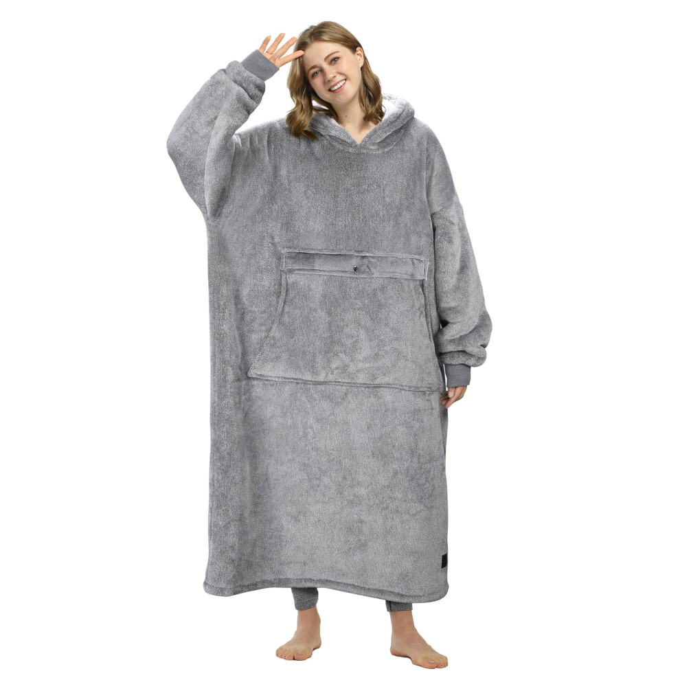 Sweat     capuche Catalogne extra long et surdimensionn   , confortable, en sherpa, id   al pour les adultes, cadeau pour femme