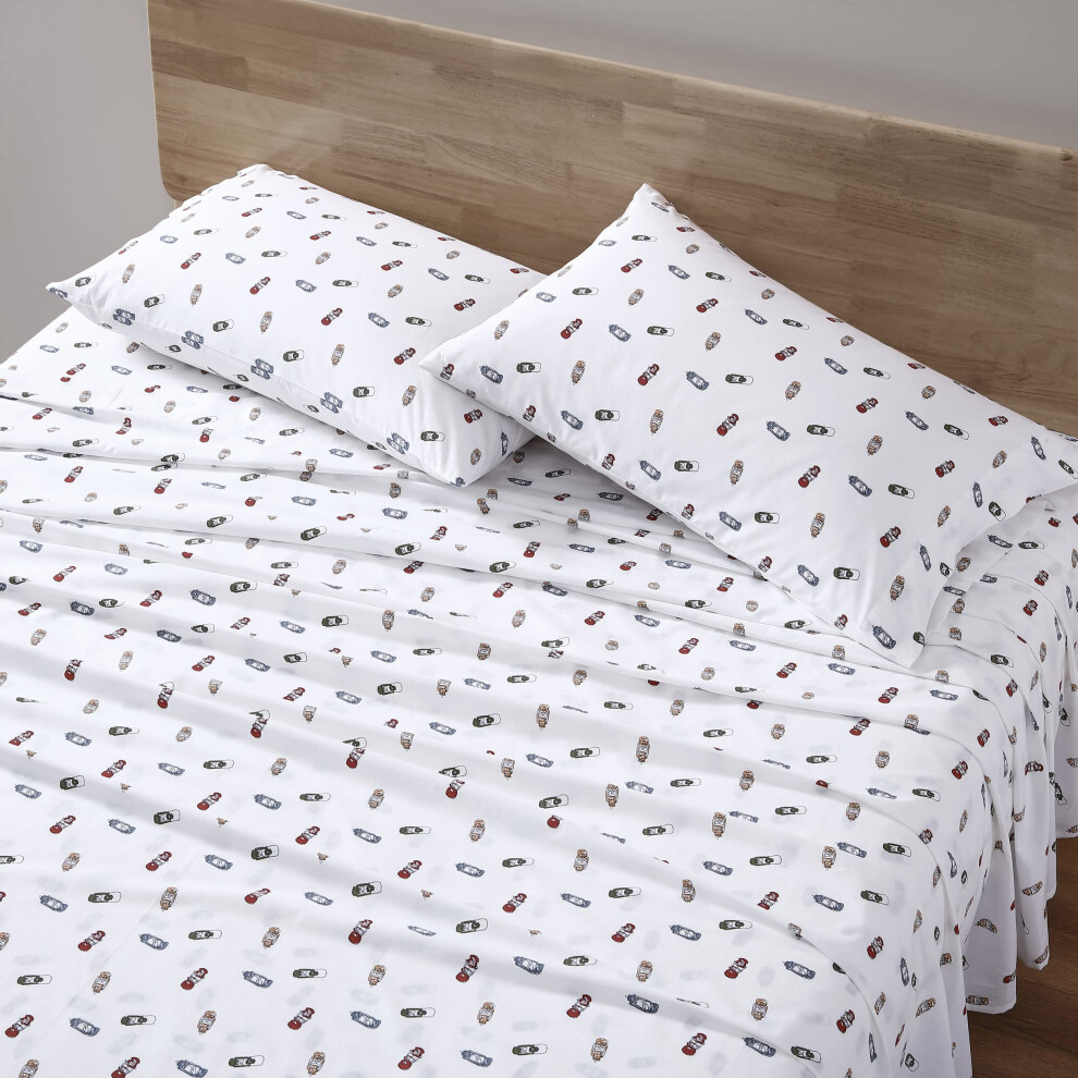 Eddie Bauer - Parure de lit en percale de coton, draps complets, d   coration d'int   rieur fra   che et tendance (Explorez Lantern White Full)