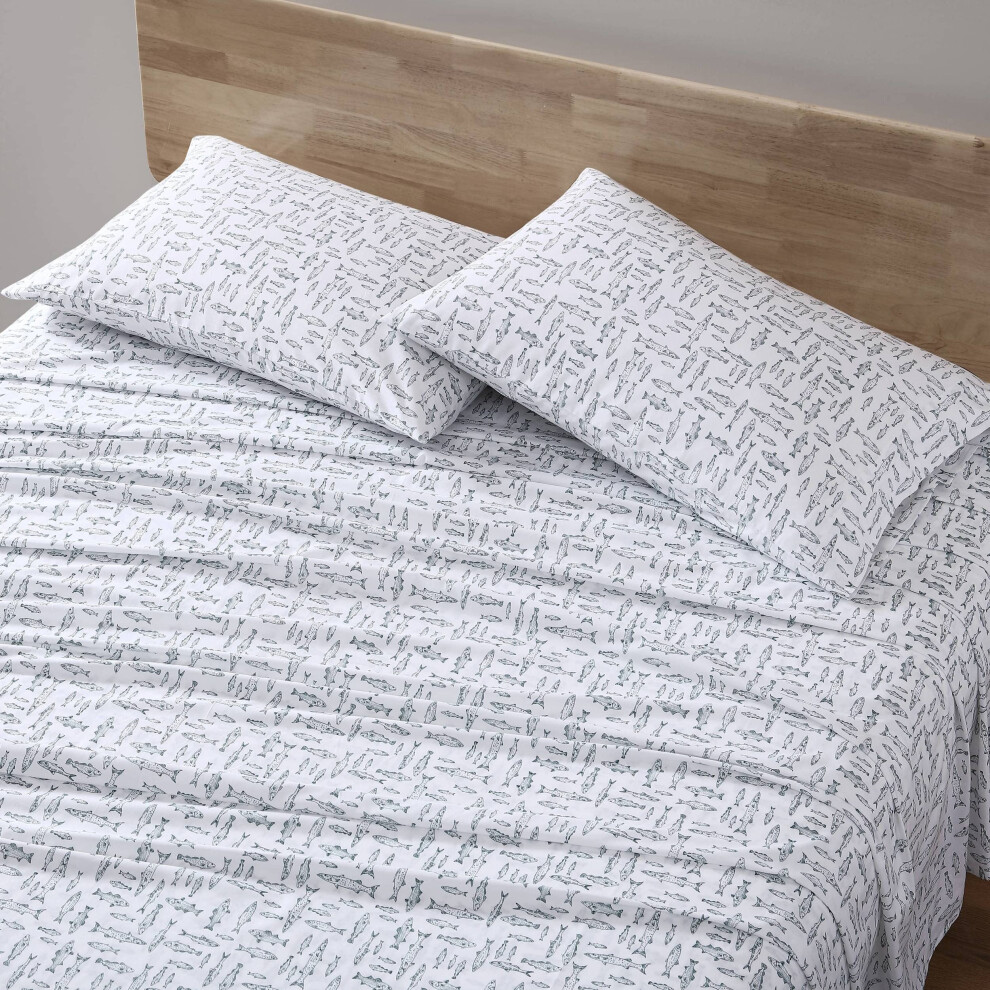 Eddie Bauer - Parure de lit en percale de coton pour lit double, draps et taies d'oreiller, d   coration d'int   rieur tendance et fra   che (Albright