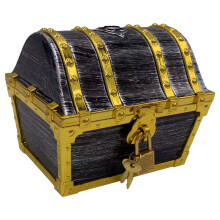Flyekist Kids Pirate Treasure Chest Cutie de depozitare Golden Border Pirat decorativ Pirat cu ncuietori ?i cheie pentru copii ziua de na?tere H
