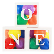 First Birthday Decorations for Boy Girls ONE Balloon Boxes with Rainbow Balloons ONE Blocks for Cartoon Watermelon Street Rainbow Theme Ba