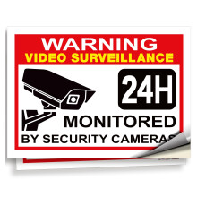 iSYFIX Video Surveillance Warning Sign Sticker - 2 Pack 14x10 inch - Premium Self-Adhesive Vinyl  Laminated for Ultimate UV Protection  Weather  Scrat