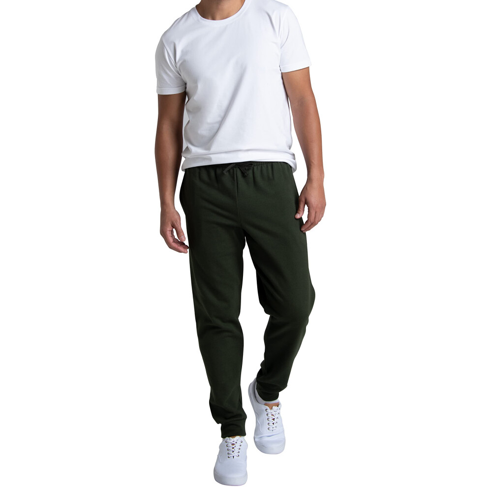 Fruit of the Loom Men's Eversoft Fleece Joggers with Pockets  Relaxed Fit  Moisture Wicking  Breathable  Tapered Sweatpants  Duffle Bag Green  X-Large