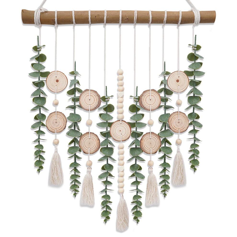 Décoration murale bohème en eucalyptus artificiel pour salle de bain, fausses feuilles d'eucalyptus, tiges, plantes suspendues au mur sur bâton e