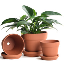INGOFIN Terracotta potten set met schotel - 5/6/7 inch keramische klei plantenbakken met afvoergat tuin bloem succulente potten met lade voor binnen-