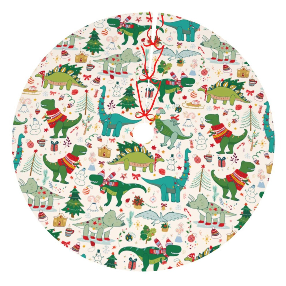 Cute Christmas Dinosaur Christmas Tree Skirt 30 Inches Animal Tree Skirt Xmas Tree Mat Holiday Party Supplies Christmas Tree Decorations-image-OPC-PFZ6GYT-NEW
