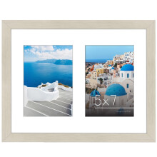 Americanflat 5x7 Double Picture Frame in Light Wood - Use as One 11x14 Picture Frame Without Mat or Two 5x7 Frames with Mat - Photo Frame wi