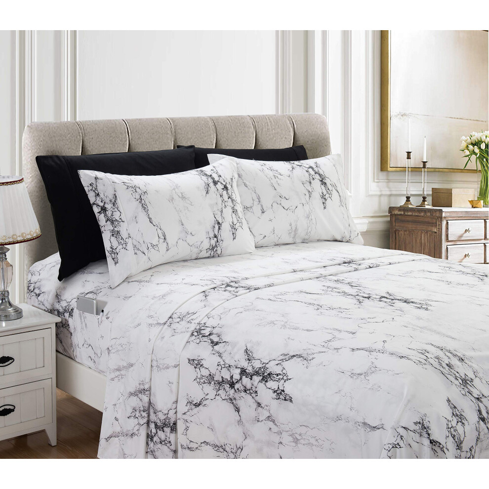 Elegant Comfort Eloise Marble Printed 6Piece Sheet Set  1500 Premium Hotel Quality Microfiber  Soft  Wrinkle and Fade Resistant-image-OPC-PFSBBHT-NEW