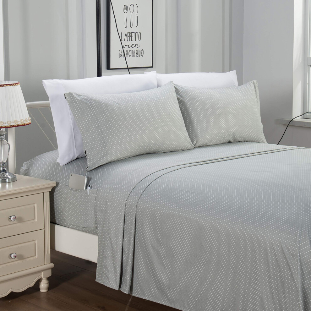 Elegant Comfort Delilah Polkadot 6-Teiliges Set, Farbecht Und Knitterfrei, 1500 Mikrofaser In Premium-Hotelqualit T, Spannbettlaken Mit Tiefen Ta-image