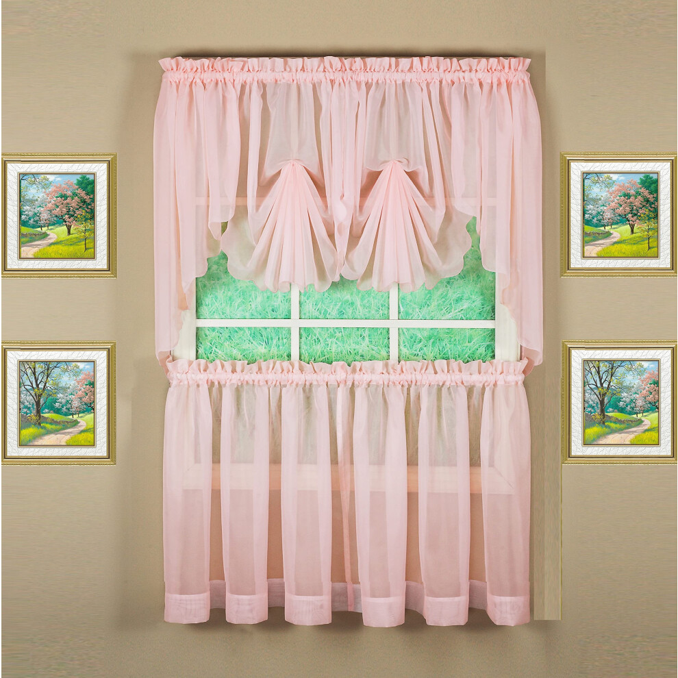 Rideau D'aujourd'Hui Emelia Original Voile Tier Pair 24"""" Rose 60"""" L X 24"""" L-image