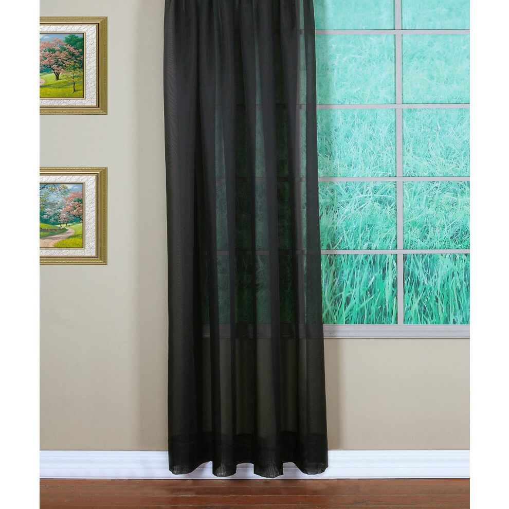 Rideau D'aujourd'Hui Emelia Original Voile Panel 108"""" Noir 60"""" L X 108"""" L-image