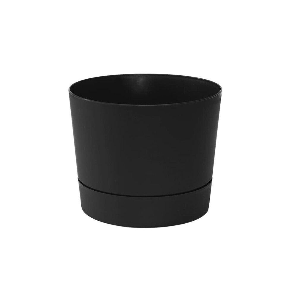 Vaso Root & Vessel Majestic Mid-Century Modern A Basso Profilo, Cilindro, Nero Opaco, 10,5""""-image