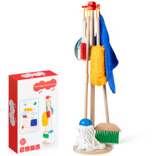 Woodmam Wooden Kids Cleaning Set til sm?b?rn 8 stykker montessori reng?ring leget?j med b?rn kvast og moppe s?t husarbejde foregive leget?j gave