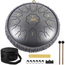 Tambour     langue en acier AKLOT - 12 pouces 13 notes - Instruments de percussion - Tambour     main avec livre de musique, maillets et sac de trans