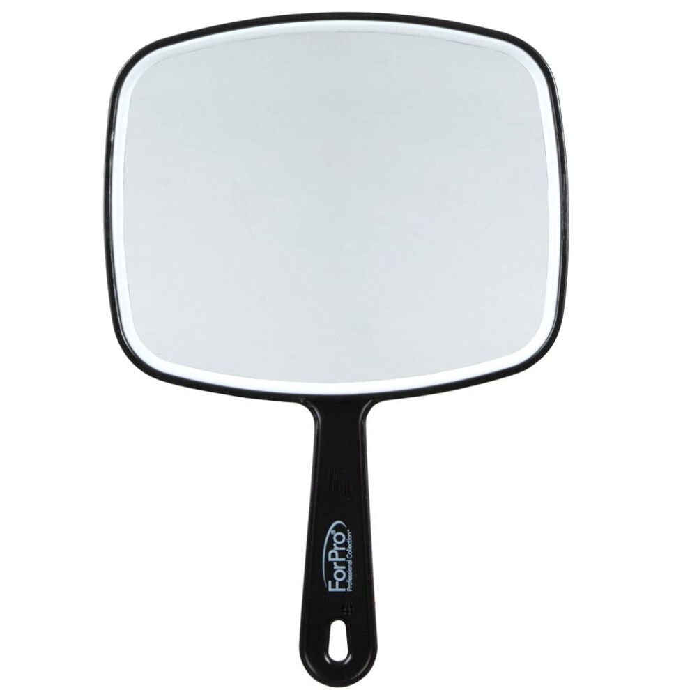 ForPro Professional Collection Premium Hand Mirror with Handle 6.3"""" W x 9.6"""" L Multi-Purpose Handheld Mirror with Distortion-Free Reflec