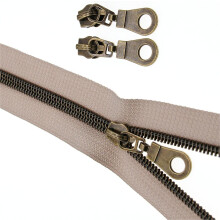 YIGUANXIN Nr. 5 Messing-Metallic-Nylon-Spulenreiverschlsse von der Werft, braunes Reiverschlussband, 9,1 m mit 25 Zuggriffen fr DIY-Nh-Handwerks