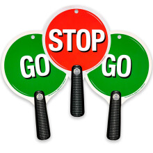 LionTouch - Stop & Go Semne - 3 -Pack Red & Green - 8,9 x 5,5 in | Paddle de jucarie de spuma durabila ?i reversibila n forma de Lollipop pentru