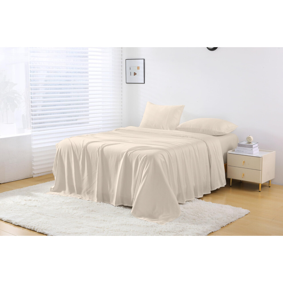 Parure de draps GOKOTTA pour lit double, 4 pi   ces, 100 % rayonne de bambou, rafra   chissante pour les dormeurs chauds - Draps respirants en soie d