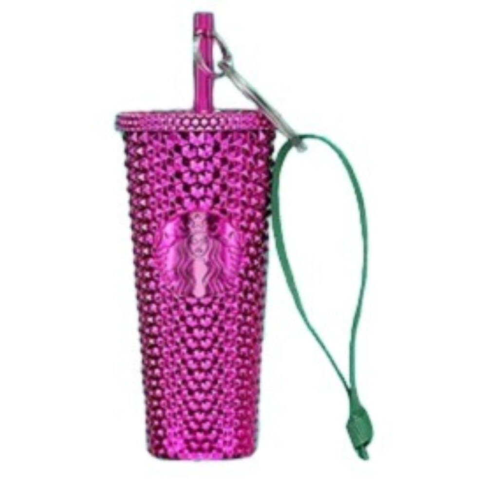 Starbucks Sangria (Hot Pink  Purple) Cup Ornament Key Chain Bling Fall Winter Holiday Christmas 2022