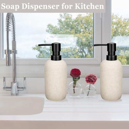 2pcs Hand SOAP Distribuitor Set de gresie Texturata de ra?ina Distribuitor de sapun lichid pentru blat 2