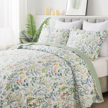 Set de lenjerie de pat cu quilt Honeilife Queen - 3 buca?i seturi de matrici microfibra cu paturi u?oare pentru paturi reversibile Copertine retr