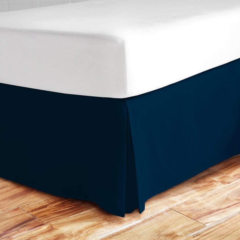 Full Bed Skirt - Luxury Hotel Quality 15-Inch Drop - Tailored Wrinkle & Fade Resistant (Full Navy)