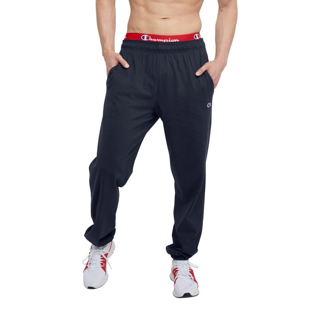 Champion  Lightweight Lounge  Jersey Knit Casual Pants for Men Reg Tall  Navy C Patch Logo  4X-Large Big