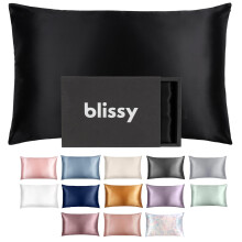 Blissy Silk Pillowcase - 100% Pure Mulberry Silk - 22 Momme 6A High-Grade Fibers - Silk Pillow Cover for Hair & Skin - Regular Queen & King with Hidd