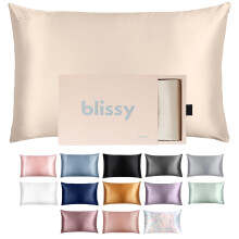 Blissy Silk Pillowcase - 100% Pure Mulberry Silk - 22 Momme 6A High-Grade Fibers - Silk Pillow Cover for Hair & Skin - Regular Queen & King with Hidd