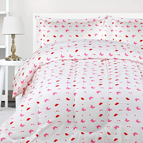 Utopia Bedding Σετ Παπλώματος Butterfly με 2 Μαξιλαροθήκες, 3 Τεμάχια, Μαλακό Μικροΐνες