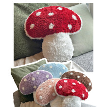 Dreamstall Mushroom Throw Pillow Tufted Mushroom Shape Decorative Cushion 15  x 15  - Mushroom Decor for Bed  Couch  Living Room (Red)