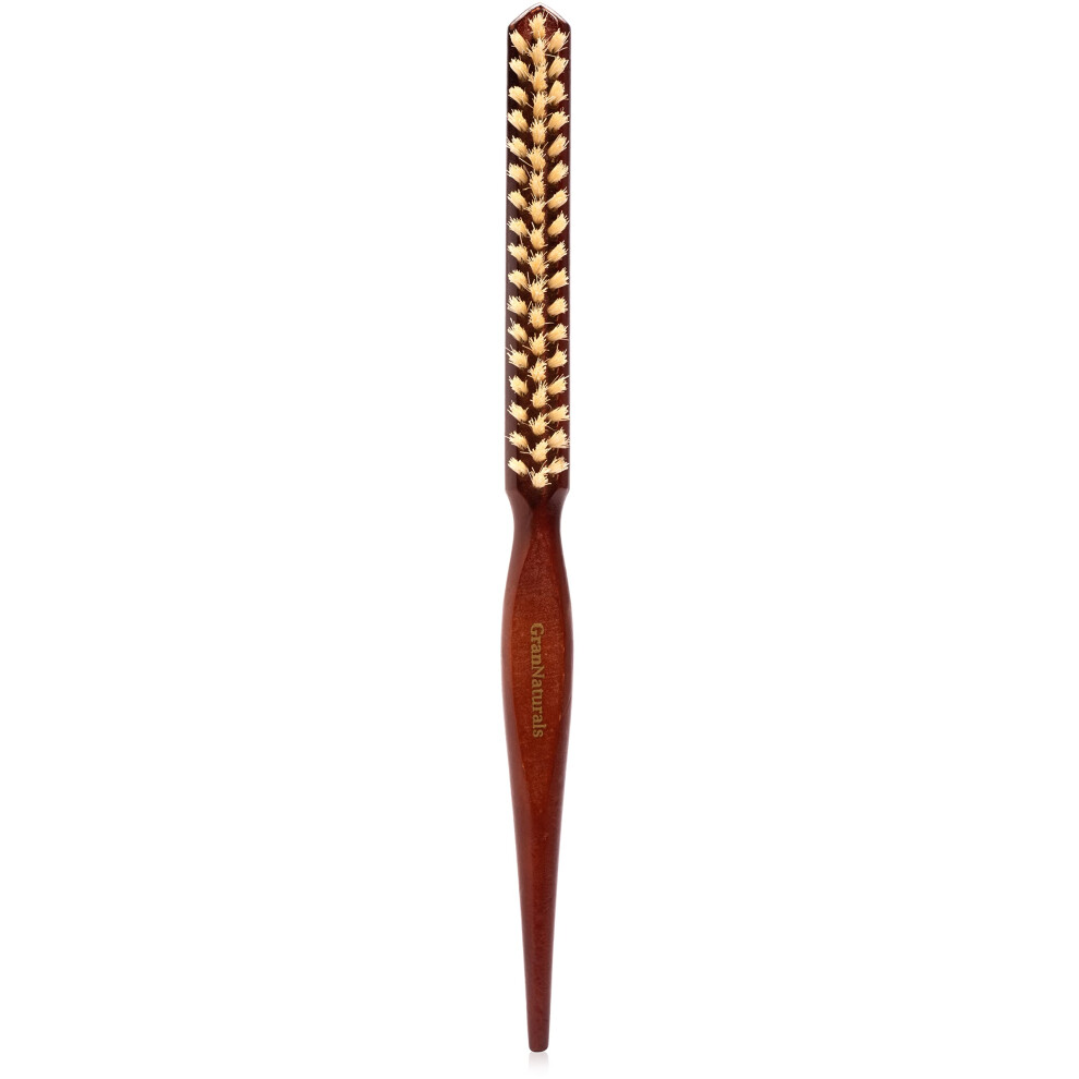 Grannaturals Unisex Soft Boar Bristle Teasing Brush For Slick Back Hair Backcombing Edge Control Smoothing Baby Hairs To Create Volume And Sleek Hairstyle