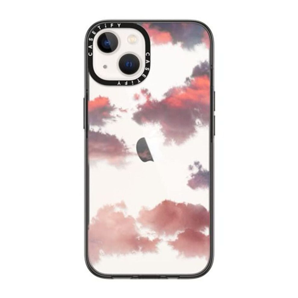 CASETiFY Compact iPhone 14 Case [2X Military Grade Drop Tested / 4ft Drop Protection] - Clouds Red - Clear Black