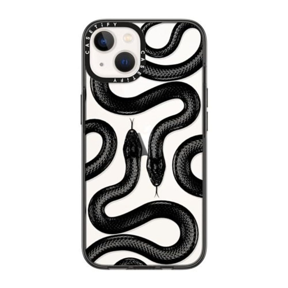 CASETiFY Compact iPhone 14 H lle [2X Fallgetestet nach Milit rstandard / Fallschutz aus 1,22 m H he] Black Kingsnake Klares Schwarz