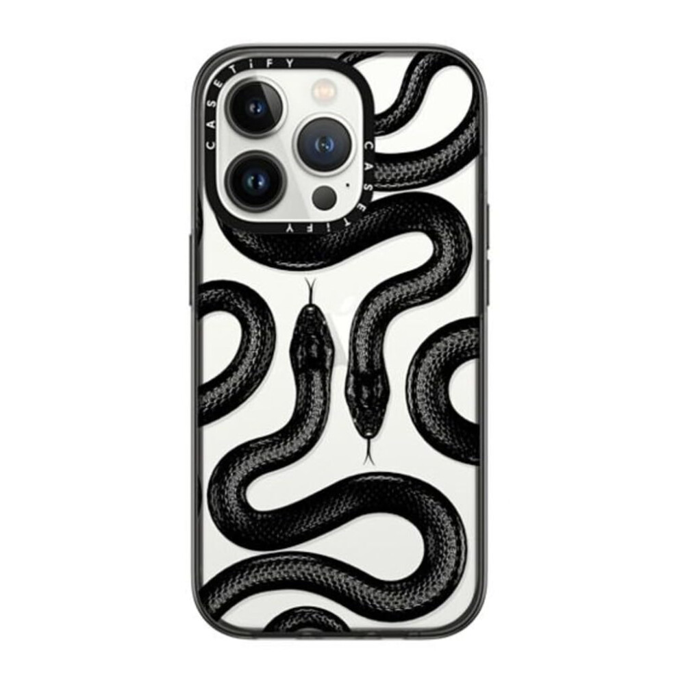 Coque compacte CASETiFY pour iPhone 14 Pro [Test de chute de qualit    militaire 2X / Protection contre les chutes de 1,2 m] - Black Kingsnake - No