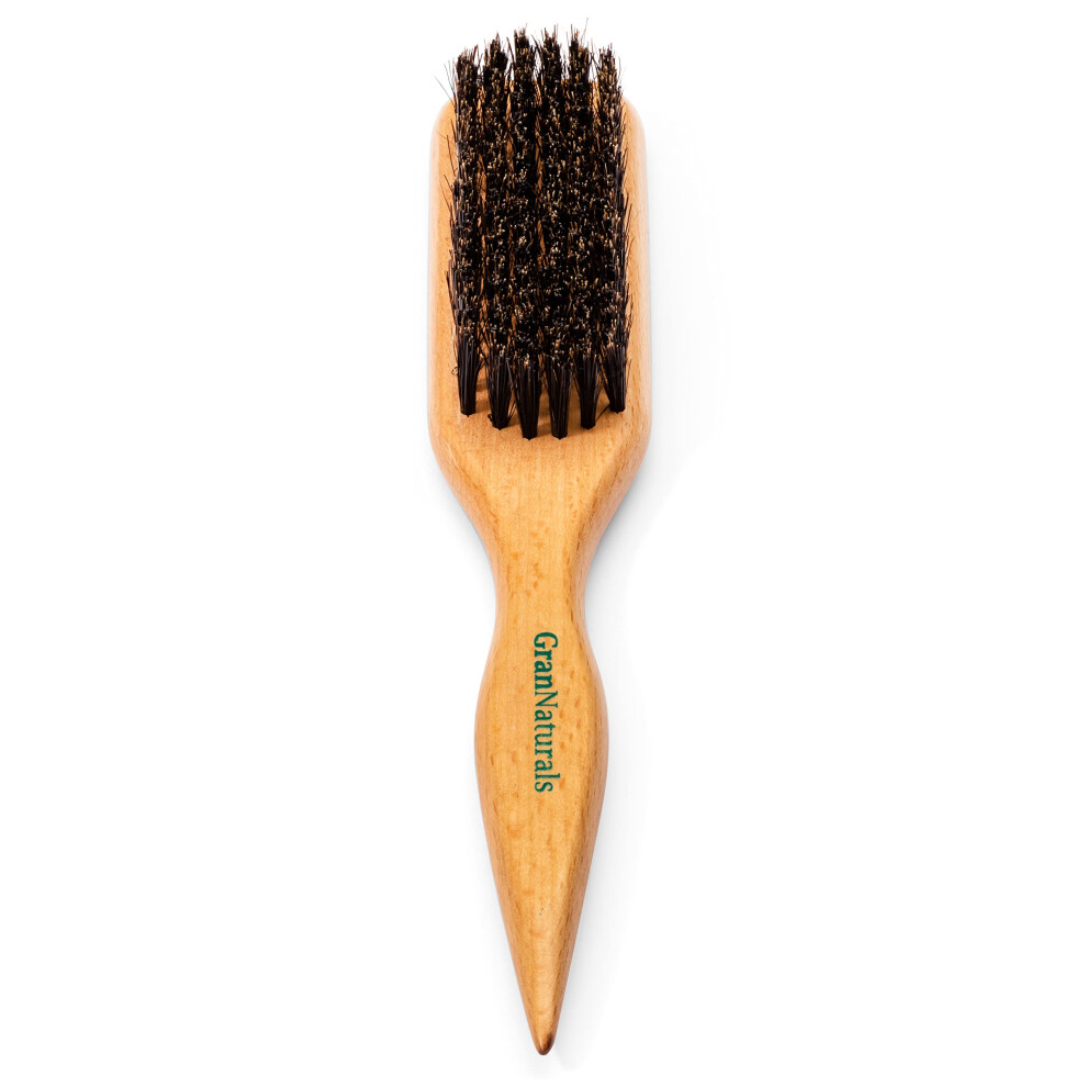Grannaturals Boar Bristle Slick Back Hair Brush For Sleek Ponytail Bun & Smoothing Baby Hairs Flyaways Edge Control - Backcombing & Teasing Hairbrus