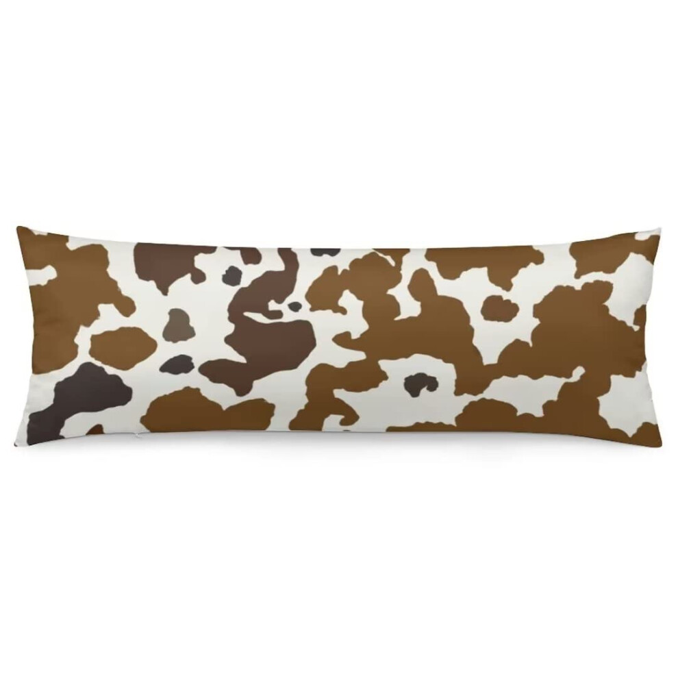 Housse de coussin de corps à imprimé vache, motif peau de vache western marron et noir, longue taie d'oreiller avec fermeture éclair, taie d'orei