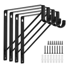 Ayaygd 4pcs Greutate cu dulap negru Brackets de tija 11 x 11 inch 1-3/8inch Diametru ?i suport pentru suport pentru tija pentru casa ?i dulap dec
