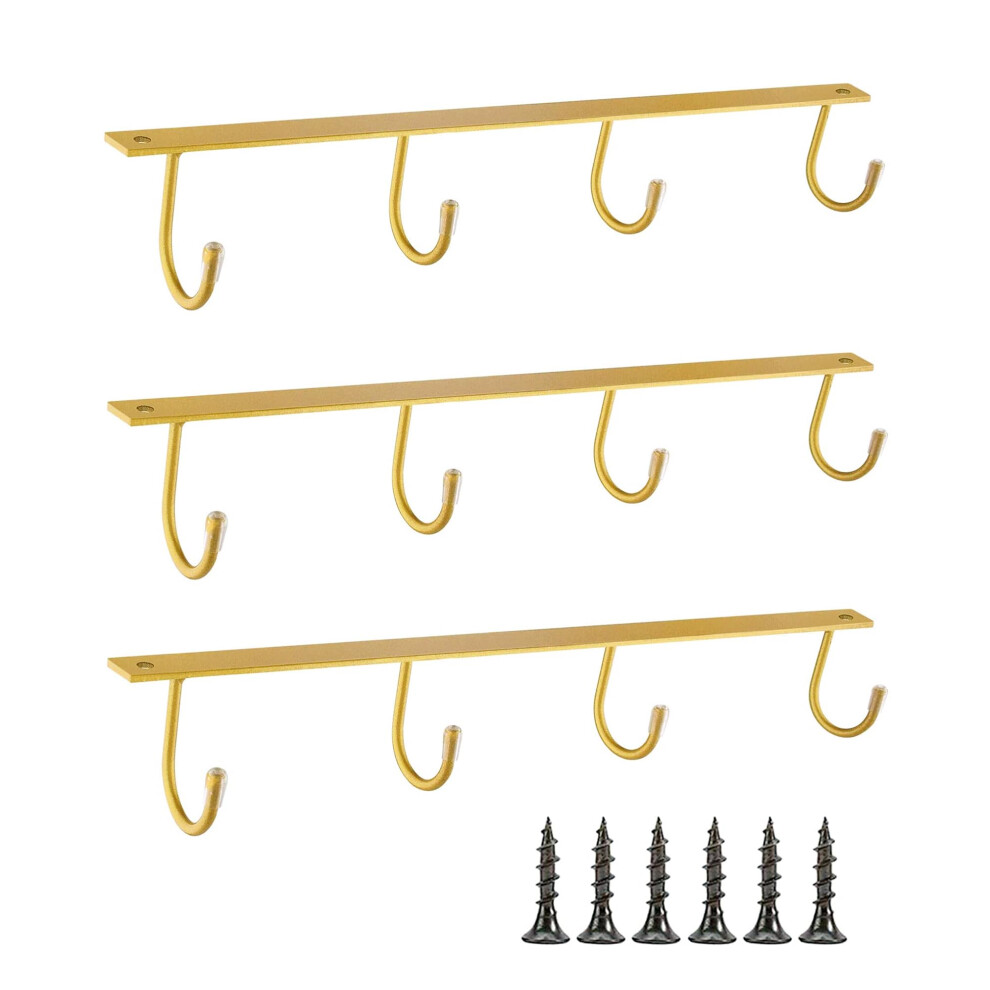 Yqboom Appendiabiti Per Tazze Da 3 Pezzi, In Ferro, Da Parete, Per Cucina, Sala Da Pranzo, Bar, Colore: Oro-image