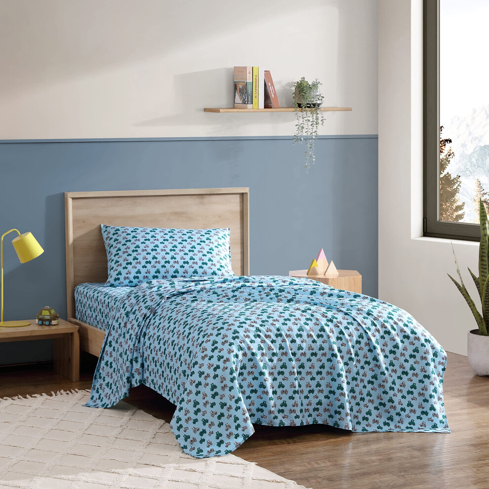 Eddie Bauer Kids - Twin Xl Lakens Vlekbestendig Kinderbeddengoed, Ideaal Voor Peuters (Little Rider Blue Twin Xl)-image