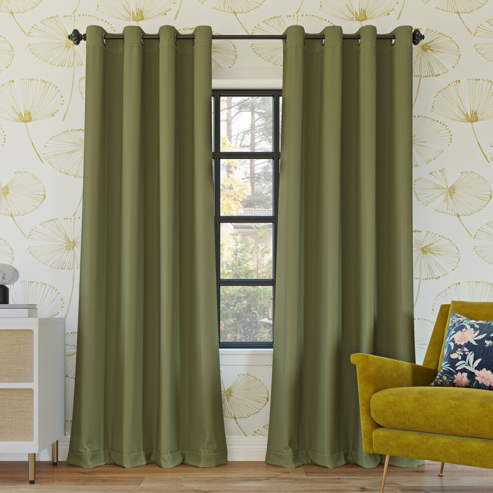 Sun Zero Nordic 2Pack Theater Grade Noise Reducing Extreme 100 Blackout Grommet Curtain Panel Pair  52 x 63  Sage Green-image-OPC-PFS8NKT-NEW