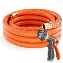 SPECILITE Mangueira de Jardim 3/4 in x 25 ft, Flexível e Leve com Bico e Conexões em Latão