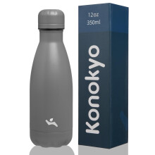 Izolovan fla e na vodu Konokyo 12 oz, dvojstenn , z nehrdzavej cej ocele, v kuov kovov fla a na port a cestovanie, siv