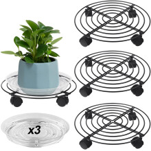 3 packs grands caddies de plante mtallique 13 Dolly de plante avec roues rouleaux en fer forg lourd pour rouleaux de roule